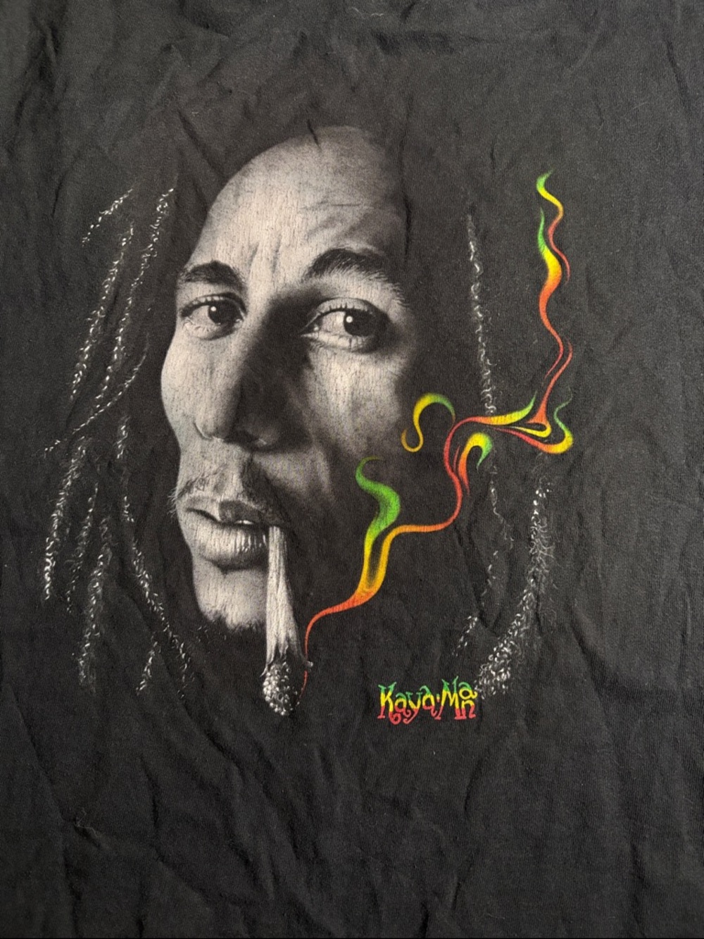 Black Graphic Short Sleeve Tee with Colorful Smoke Print